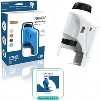 Kids Pocket Mini Portable Microscope 60x-120x LED Lighted Handheld Microscope Student Science Experiment Equipment Set Gift