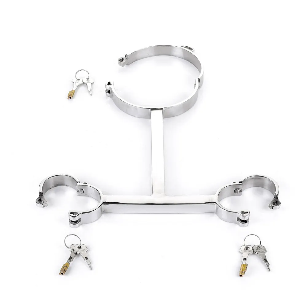 Metal Handcuffs Foot Shackles Collar Restraint Bdsm Gay Bondage Set Sex Games Erotic Toys for Adult Couple Intimate Accessories