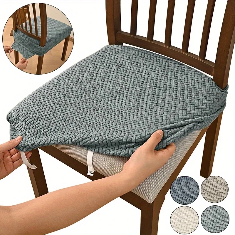 

Newest 4pcs Elastic Solid Colors Chair Seat Covers Removable Washable Anti-dust Kitchen Dining Chair Covers Pet-Friendly Sillas