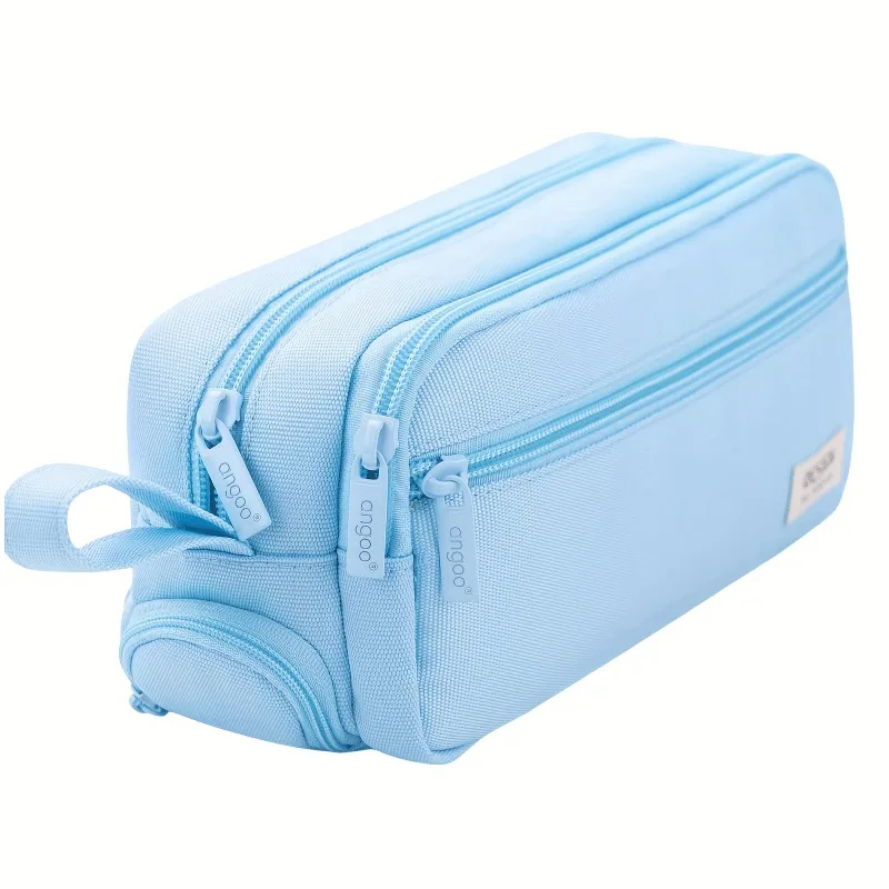 قطعة واحدة من مقلمة قماش أكسفورد ذات سعة كبيرة، منظم متعدد الأقسام مع مقبض للأقلام والعلامات والاستخدام المدرسي والمكتبي