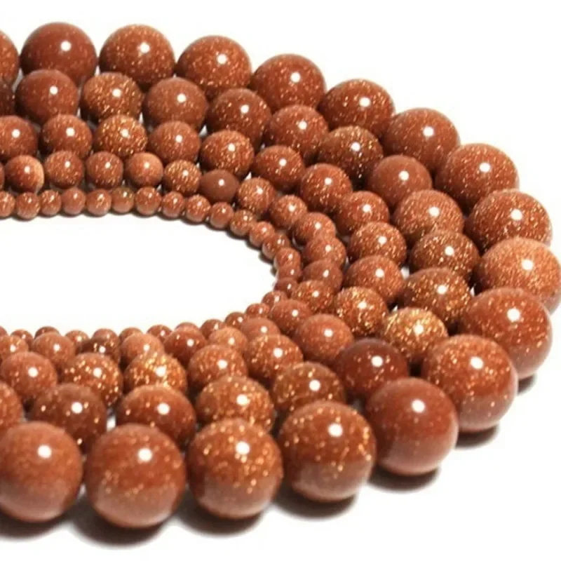 

15inch Natural Gold Sandstone Beads Gemstone Smooth Round Loose Stone Bead for Jewelry Charms Bracelet Making