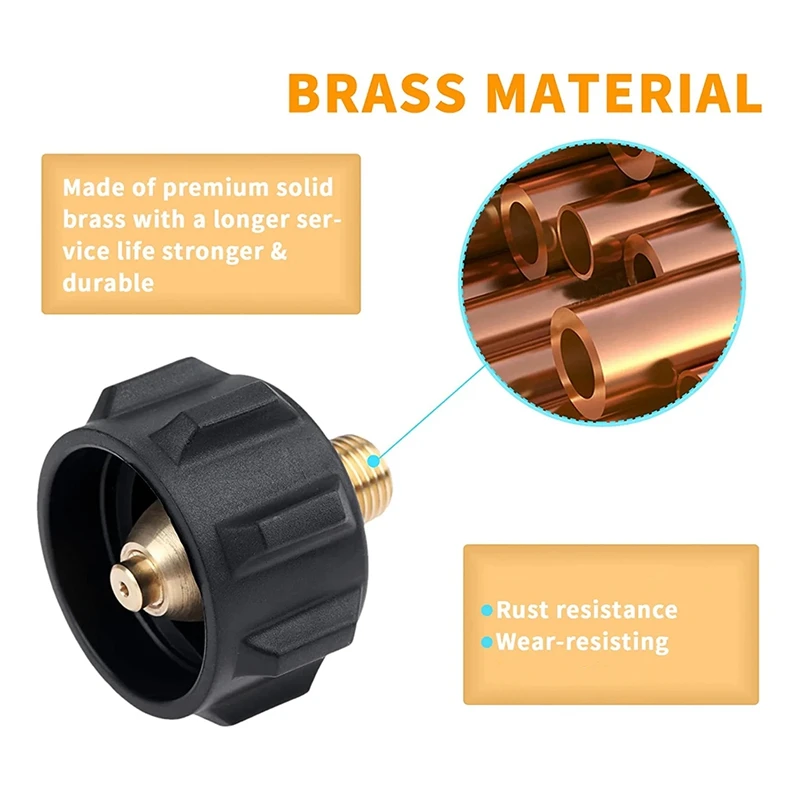 Gas Regulator Valve Fitting Adapter QCC1 Propane Adapter With Nut And 1/4 Inch Male Pipe Thread