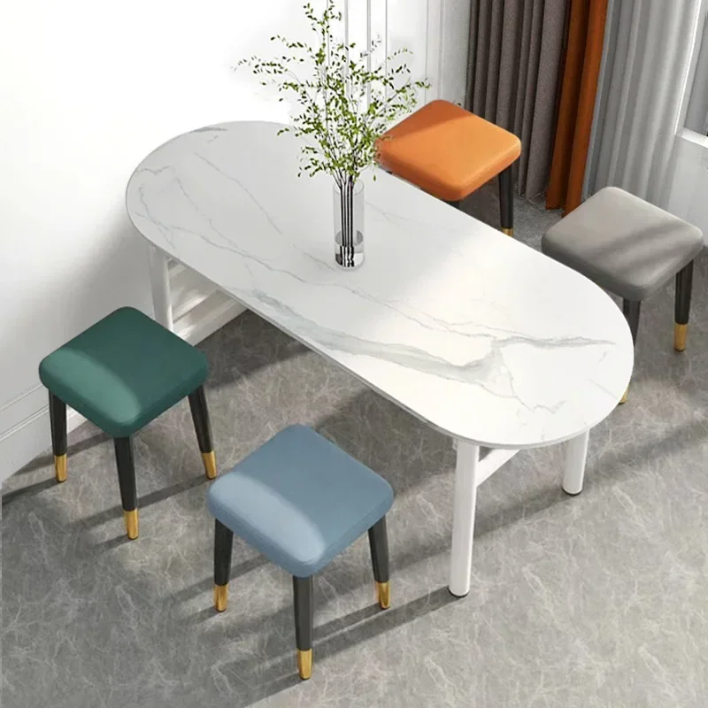 Modern Minimalist Light Luxury Square Stool Stackable Storage Dining Chair for Living Room Creative Small Furniture