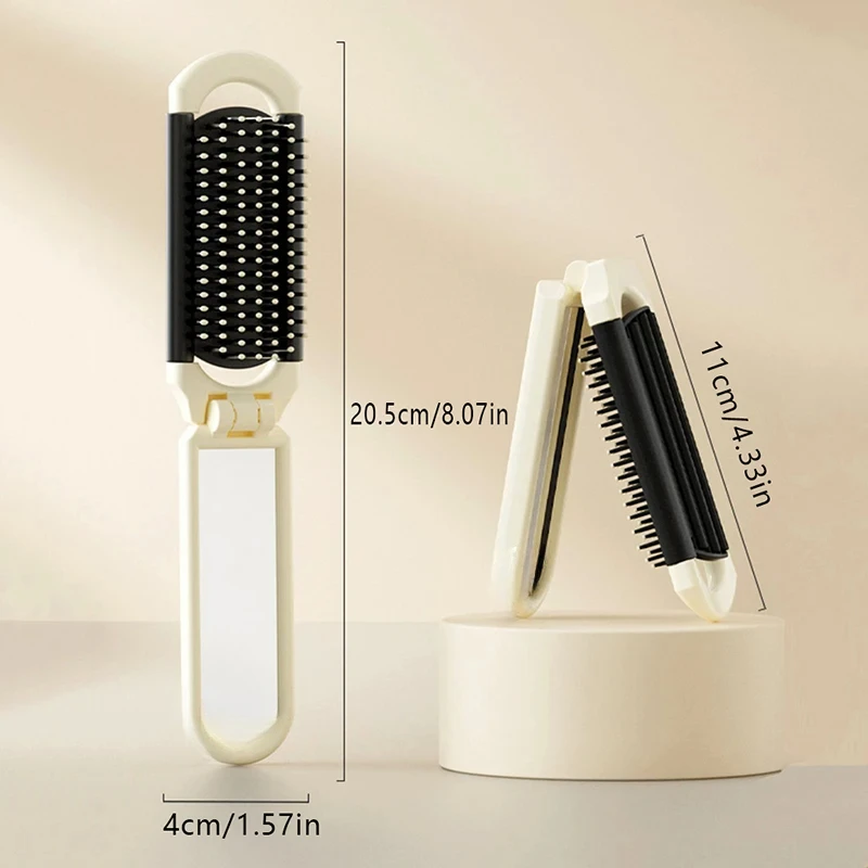 

Mini Comb with Mirror, Folding Comb, Head Massage, Anti-static, Portable Travel Comb,Special for Real Hair Wigs