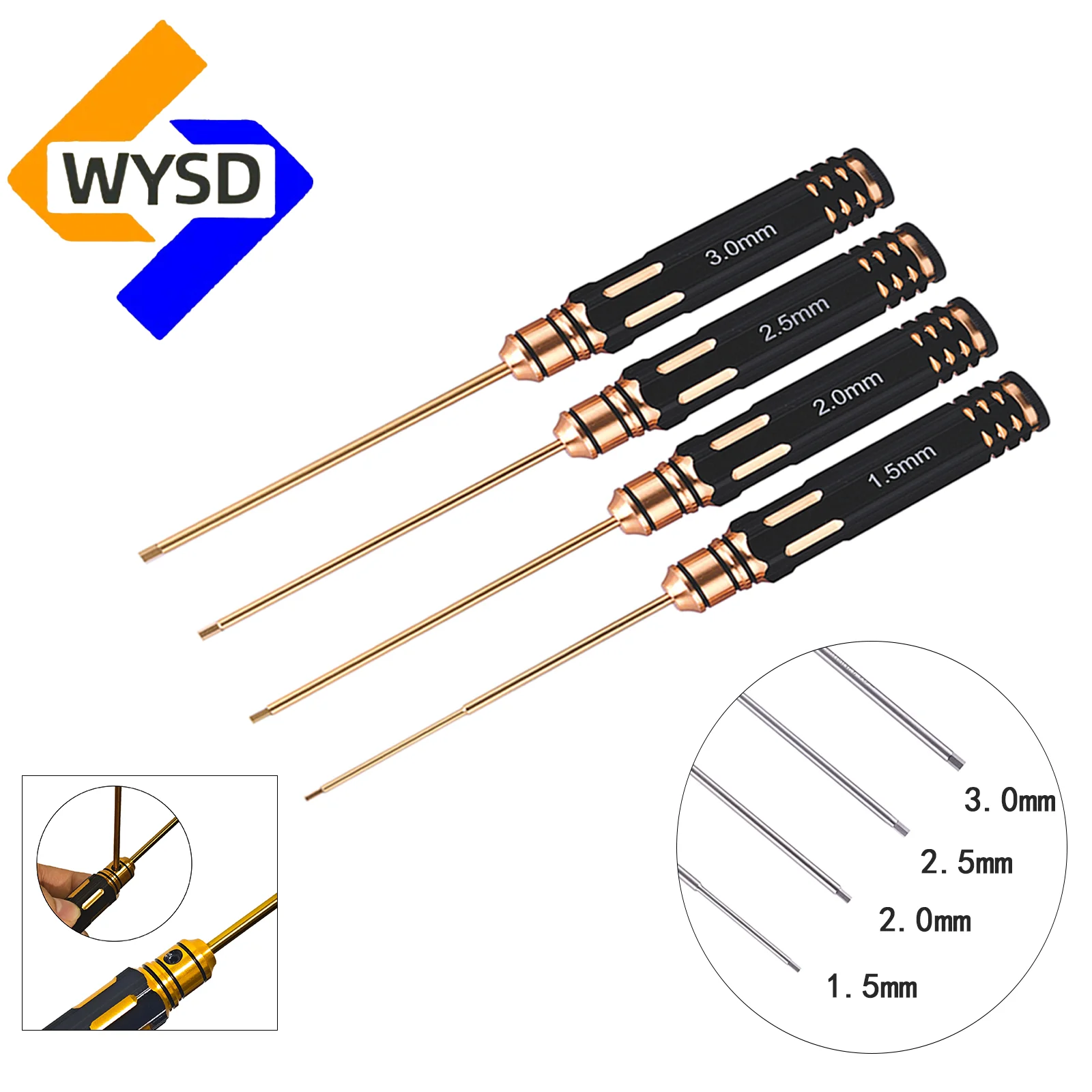 

TYHM 4pcs/set Titanium Plating 1.5/2/2.5/3mm Hexagon Screwdriver Screw Driver Tool Kit For Rc Model Car Boat Airplane