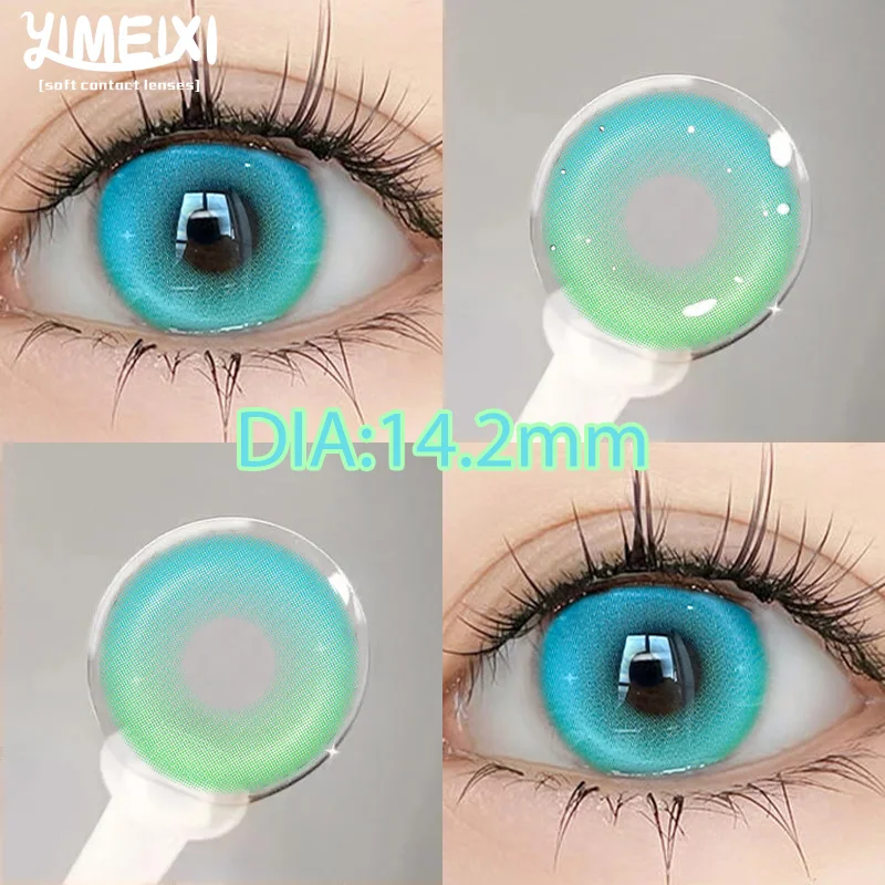 YIMEIXI 1 Pair Hot Sellers Myopia Lenses Colored Contact Lenses with Degree Korean Lenses Soft Green Lenses High Quality Lenses