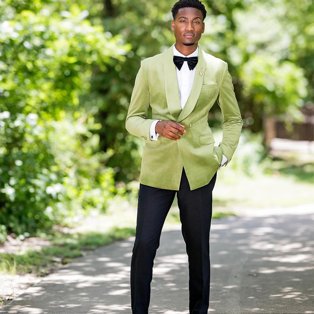

Colorful Men's Suit 2 Pieces Shawl Lapel Double Breasted Evening Party Set Prom Suits Slim Fit Customized Blazer Set Jacket
