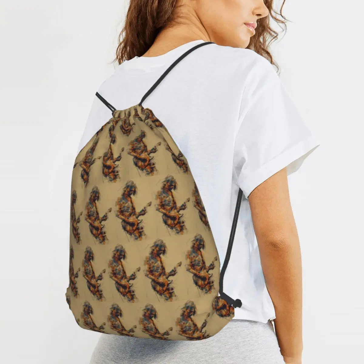 

Raw Energy Electric Guitar Solo Sketch Backpacks Portable Drawstring Bags Sundries Bag Book Bags for Travel Students