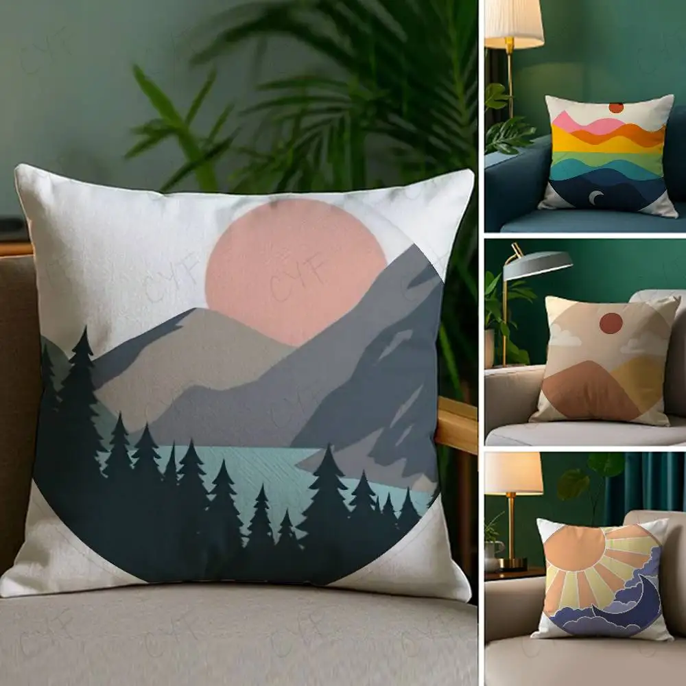 

Classic Sunrise Cartoon Pillow Case Custom Printed Brushed Fleece Pillow, Baby Skin-Touch, Eco-Friendly Dye-Sublimation Cushion