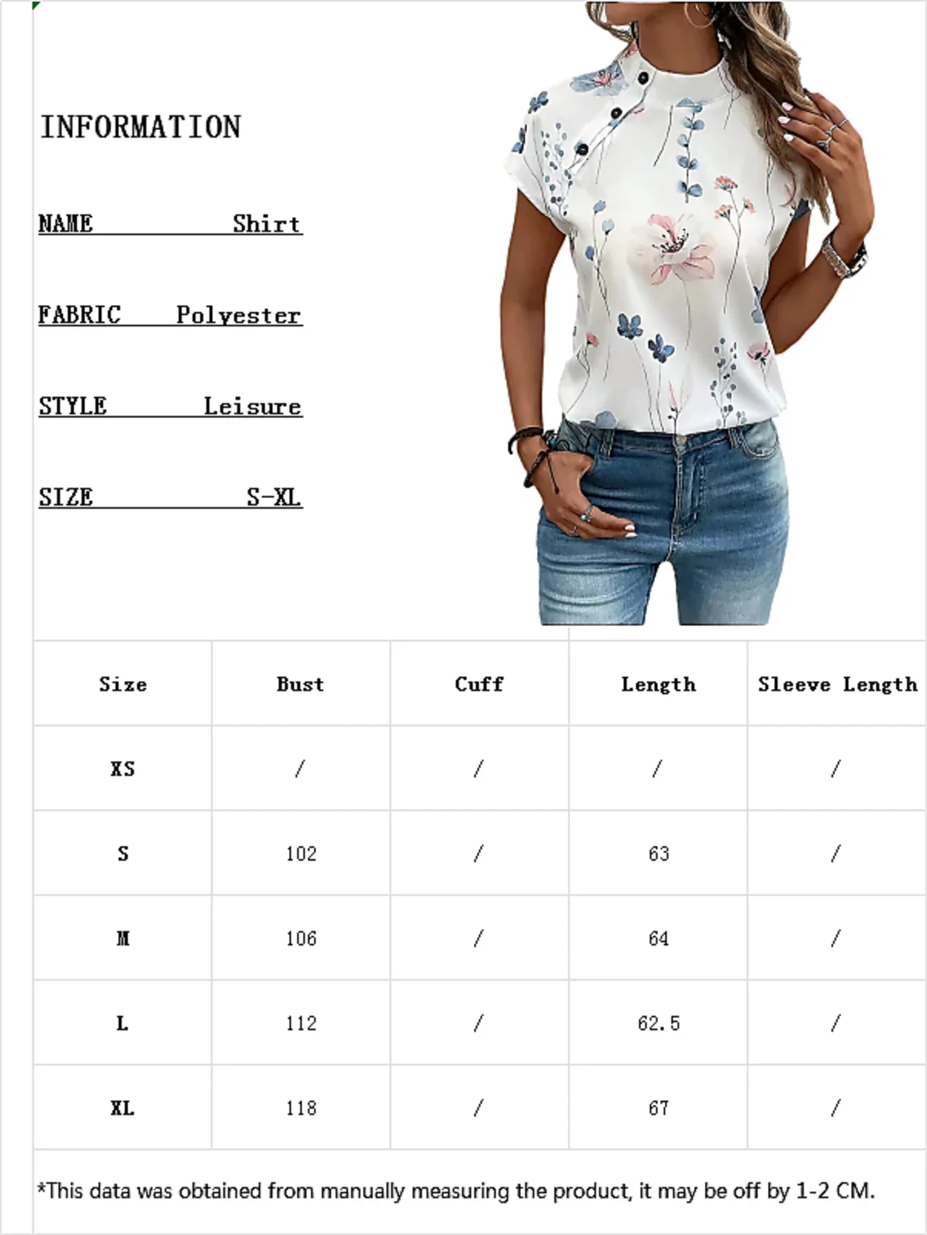 Women\'s temperament, fashionable flower print,2024 new neckline,unique button casual top shirt,  spring and summer style