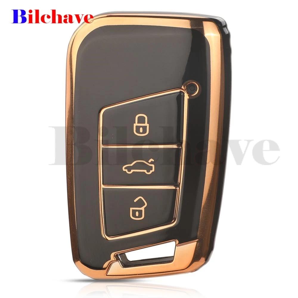 jingyuqin 10Pcs 3 Buttons TPU Car Key Case Shell For VW Volkswagen Tiguan MK2 Magotan Passat B8  For Skoda Superb A7 Accessories