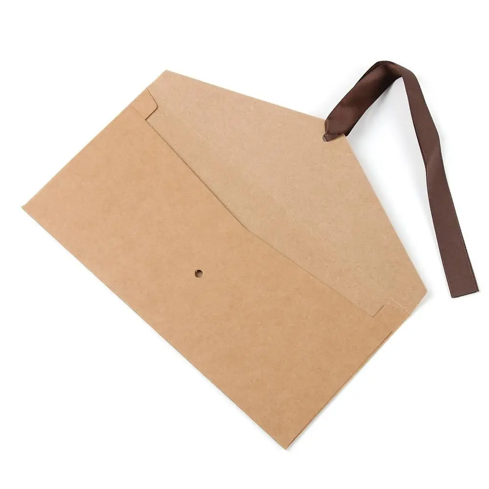 10 Pcs/ Set Stationery Bow Multicolor Retro Greeting Card Bags Envelope Pearlescent Paper Envelop Ribbon Mailer