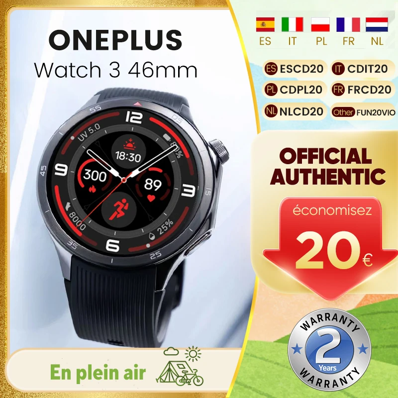 Montre connectée OnePlus Watch 3 version globale, écran AMOLED LTPO de 1,50 pouces, processeur Snapdragon W5, GPS double fréquence, Wear OS
