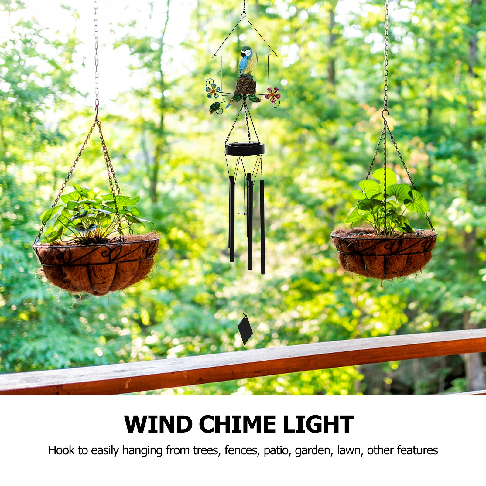 

Parrot Solar Light Waterproof Hanging Bell For Garden Yard Led Solar Chime Lamp Outdoor Wind Bell Light Energy Saving Wind