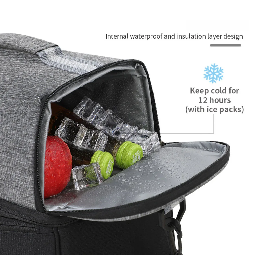Double Layer Color Block Lunch Bag High Performance Thermal Insulation Thickened Portable Outdoor Insulated Cooler Bags