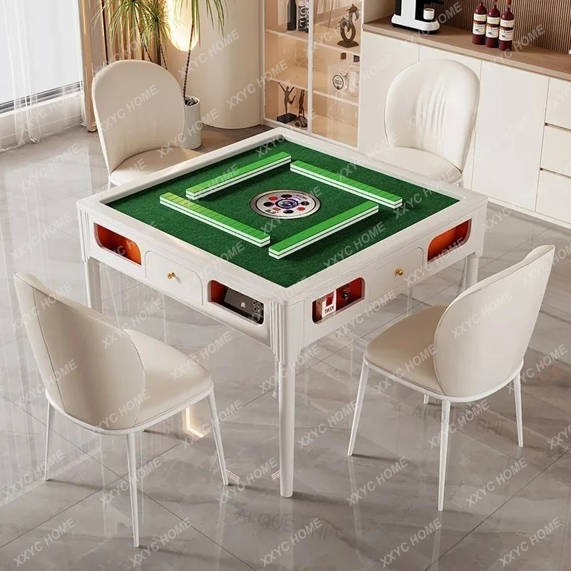 *Automatic mahjong table with fire, cream style, modern multi-functional rock slab mahjong machine integrated