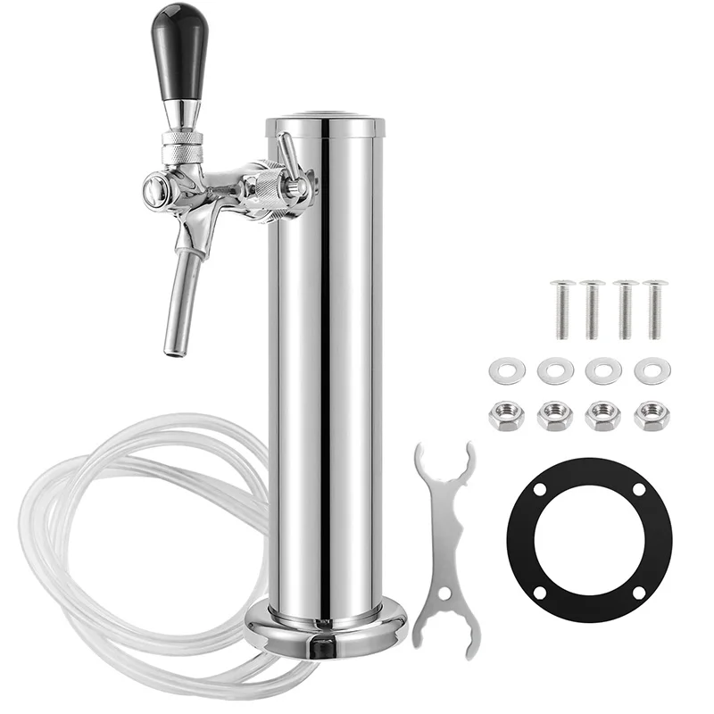 Biertoren, Enkele Kraan Bier Kegerator Dispenser, 3-Inch Kolom Homebrew Tap Bier Dispenser, Met Complete Installatiekit