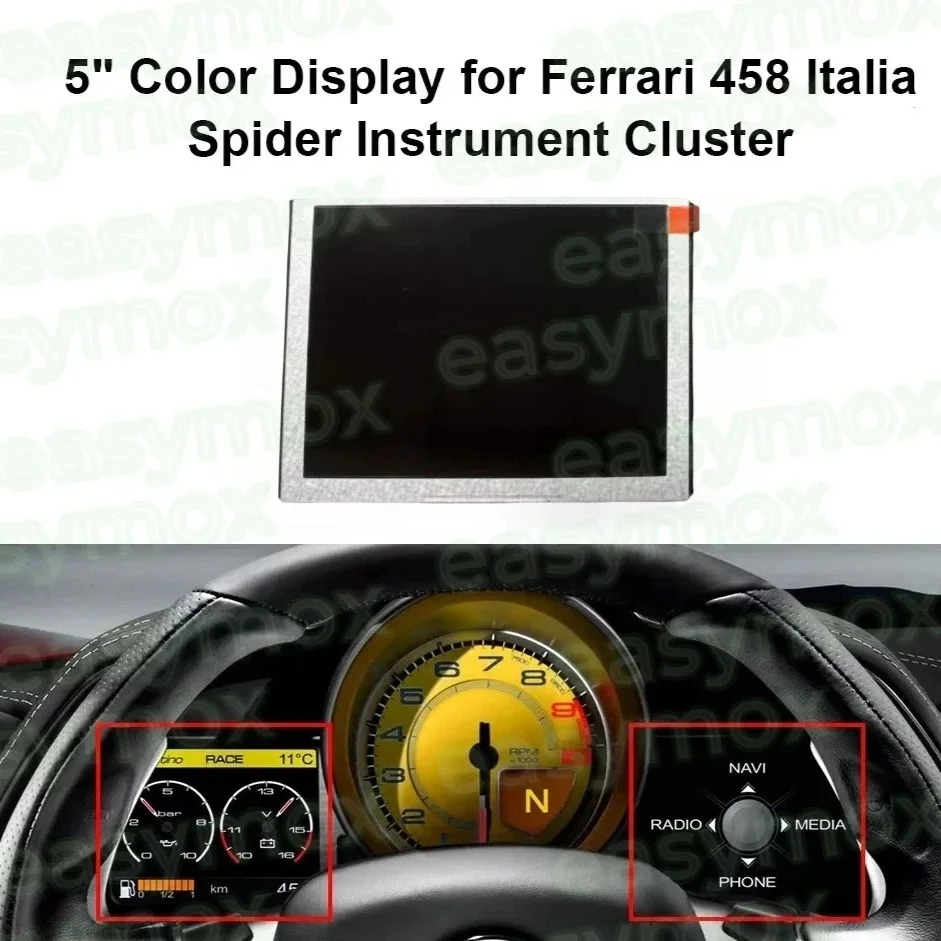 LCD Display For Ferrari 458 Instrument Cluster Dashboard Screen Repairment