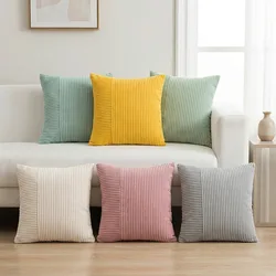 Corduroy Pillow Covers 18x18 Inch Spring Decoration Soft Plush Faux Fur Corduroy Throw Pillow Covers Winter Holiday