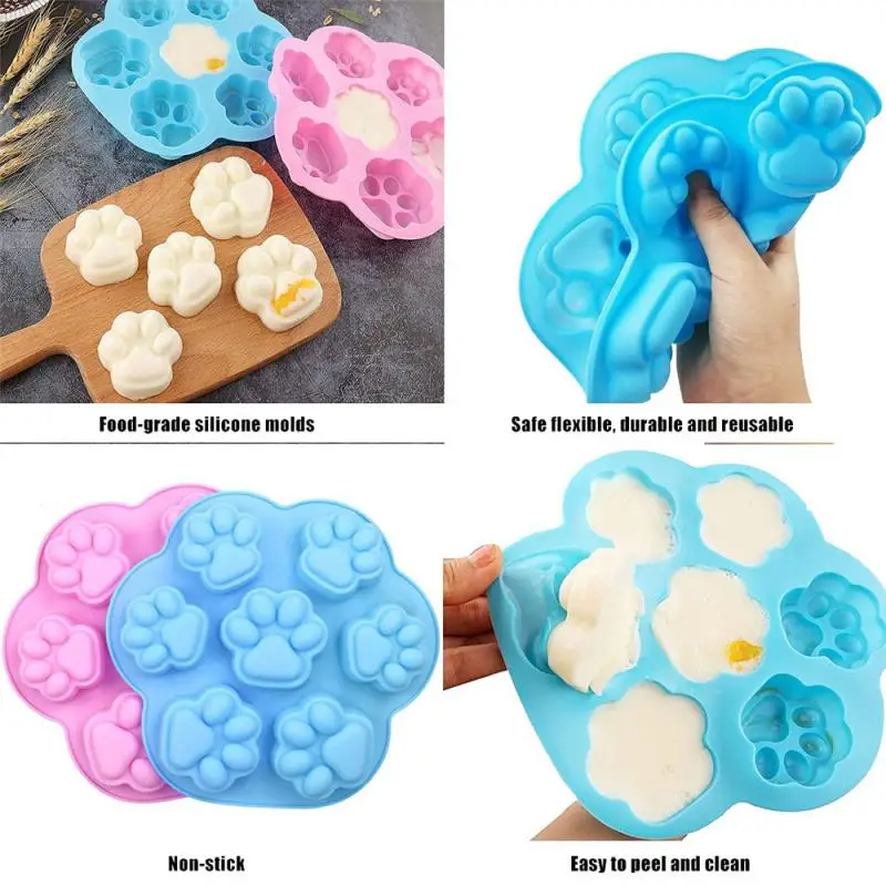 Dog Paw Bone Mold Pet Treats Silicone Mould Puppy Cat Print Treat Moldes De Silicona Baking Accessories Cupcake Topper