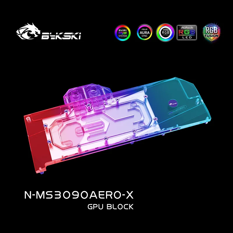 Bykski Water Block Use for MSI RTX 3090 Areo 24G Video / GPU Card / Copper Radiator / RGB Light with Backplate