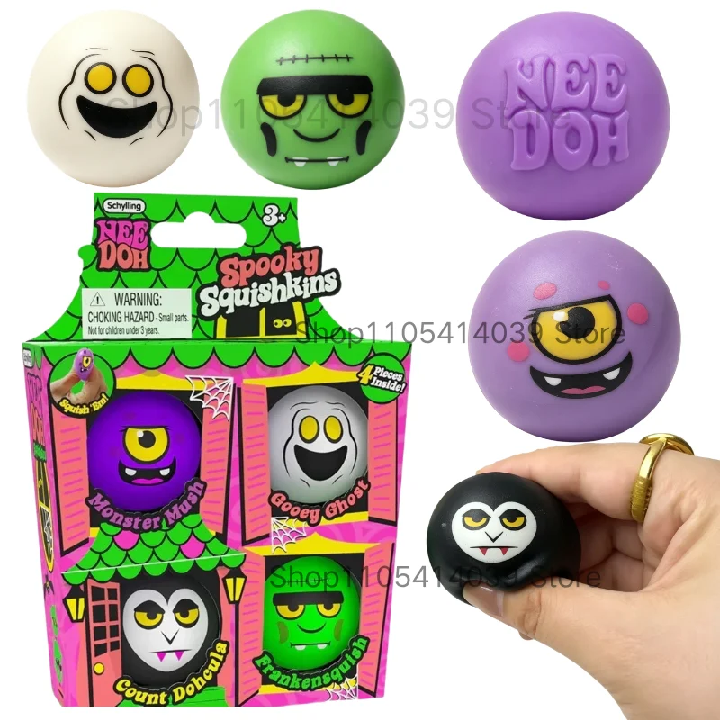 Schylling NeeDoh 4-in-1 Geisterhaus Halloween Quetschspielzeug-Set Weiches Fingerspitzen-Fidget-Spielzeug zur Stresslinderung und Sensorik