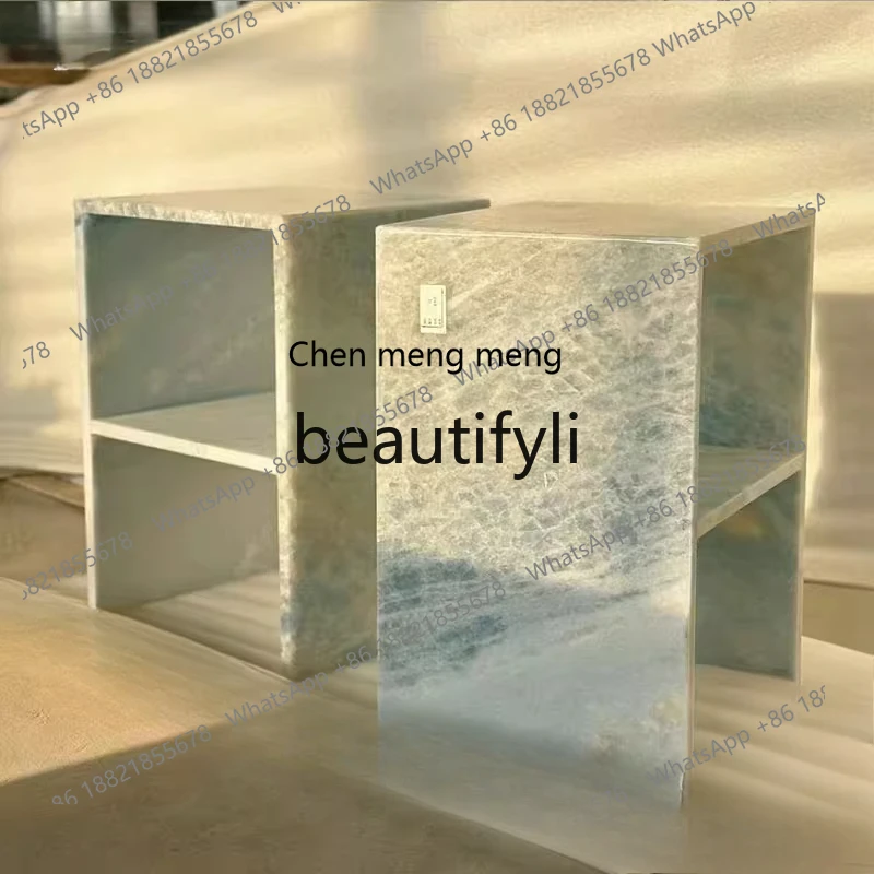 Imported blue crystal natural marble, high-grade, rectangular, corner table