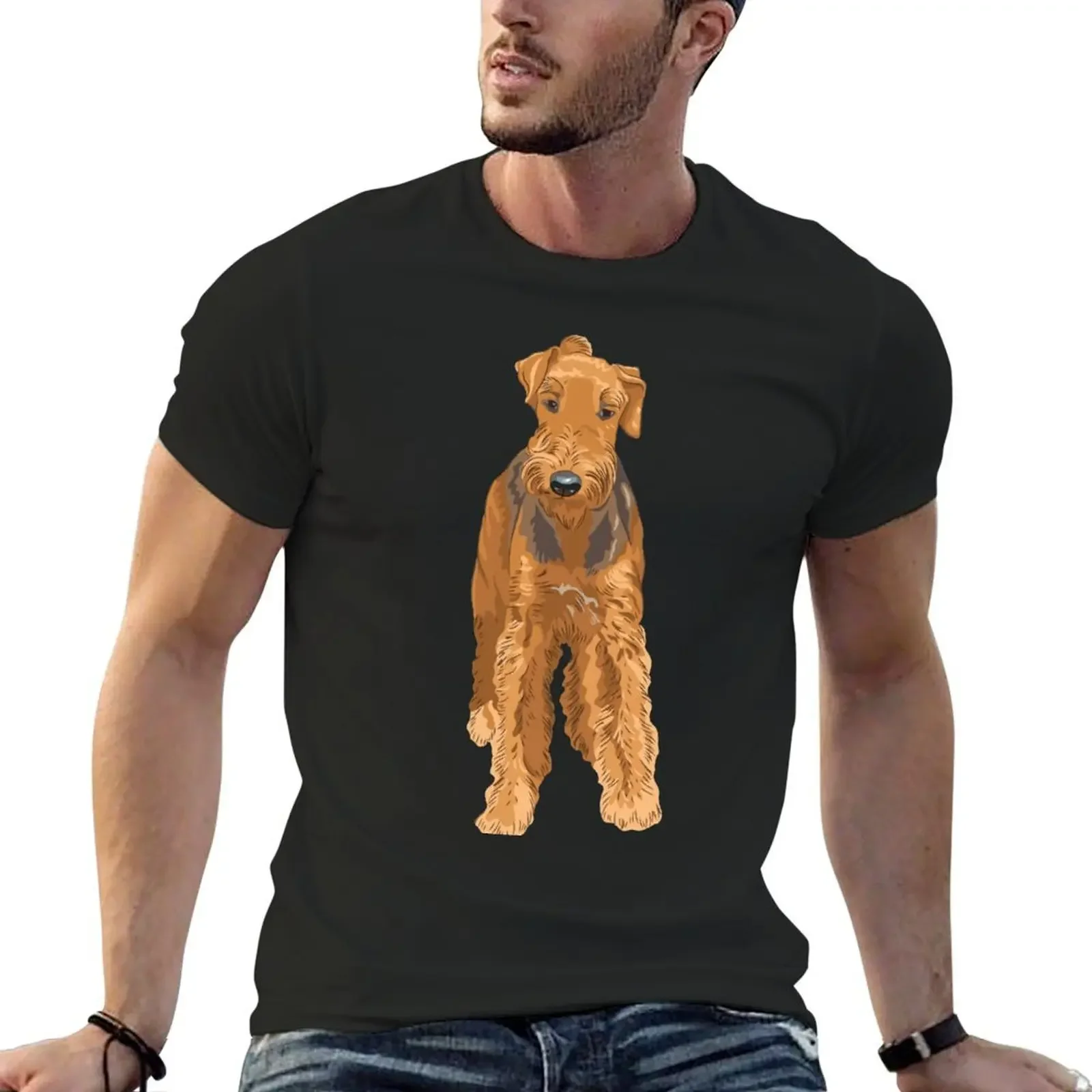 airedale terrier T-Shirt blue archive cheap stuff anime Short sleeve tee men