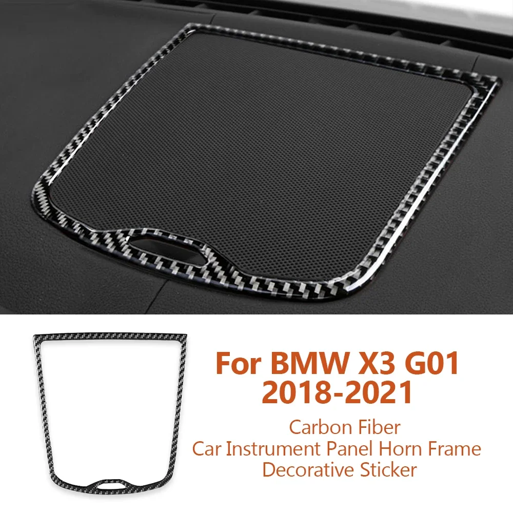 For BMW X3 X4 G01 G02 G08 2018-2021 Carbon Fiber Car Instrument Panel Horn Frame Decorative Stickers Interior Auto Accessories