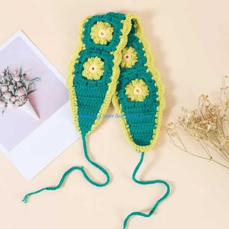 573B محبوك مطاطا باندانا الفتيات الساخنة زهرة نمط قابل للتعديل الكروشيه هيرباند