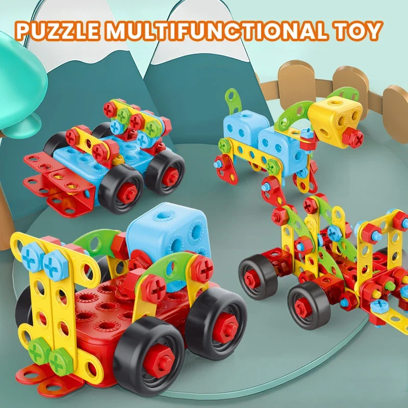 Splicing Screw Disassembly Nut Assembly Games Toolbox Toy with Electric Drilldiy Building Block Pretend Play Toys Children Gift
