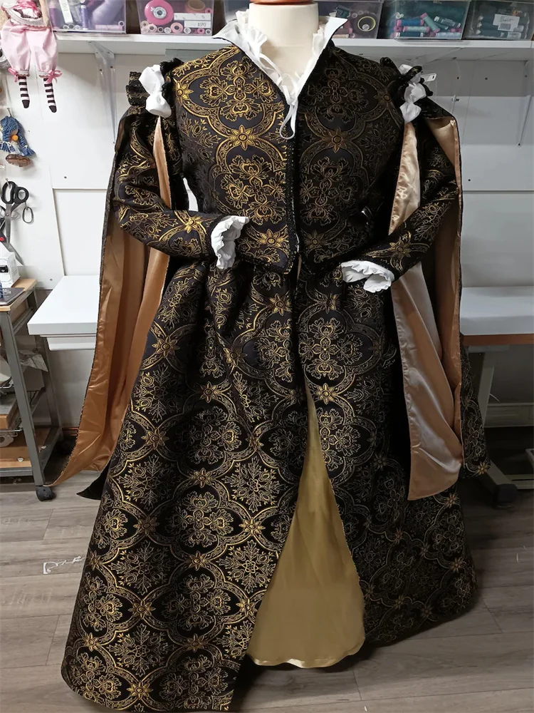 Vestido Medieval de la Época Renacentista, Disfraz de Reina Isabel Tudor, Traje de Baile de la Corte Real, Hecho a Medida