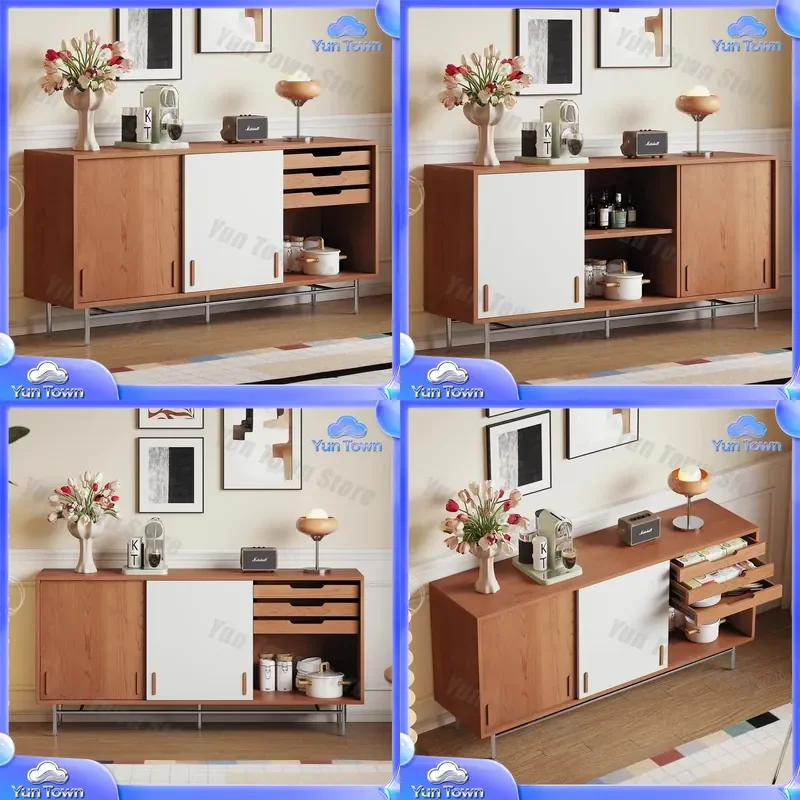 Japanese Island Wind Ancient Solid Wood Dust Side Cabinet for Living Room Multi-Functional Bauhaus Floor-to-Ceiling Retro
