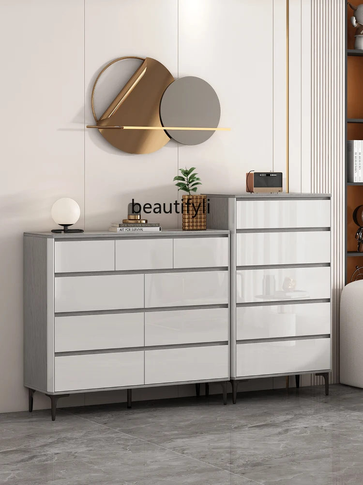 Light Luxury Modern Minimalist Bedroom Chest of Drawers Chest of Drawer Bedroom Storage Locker of Bed End Nine Buckets