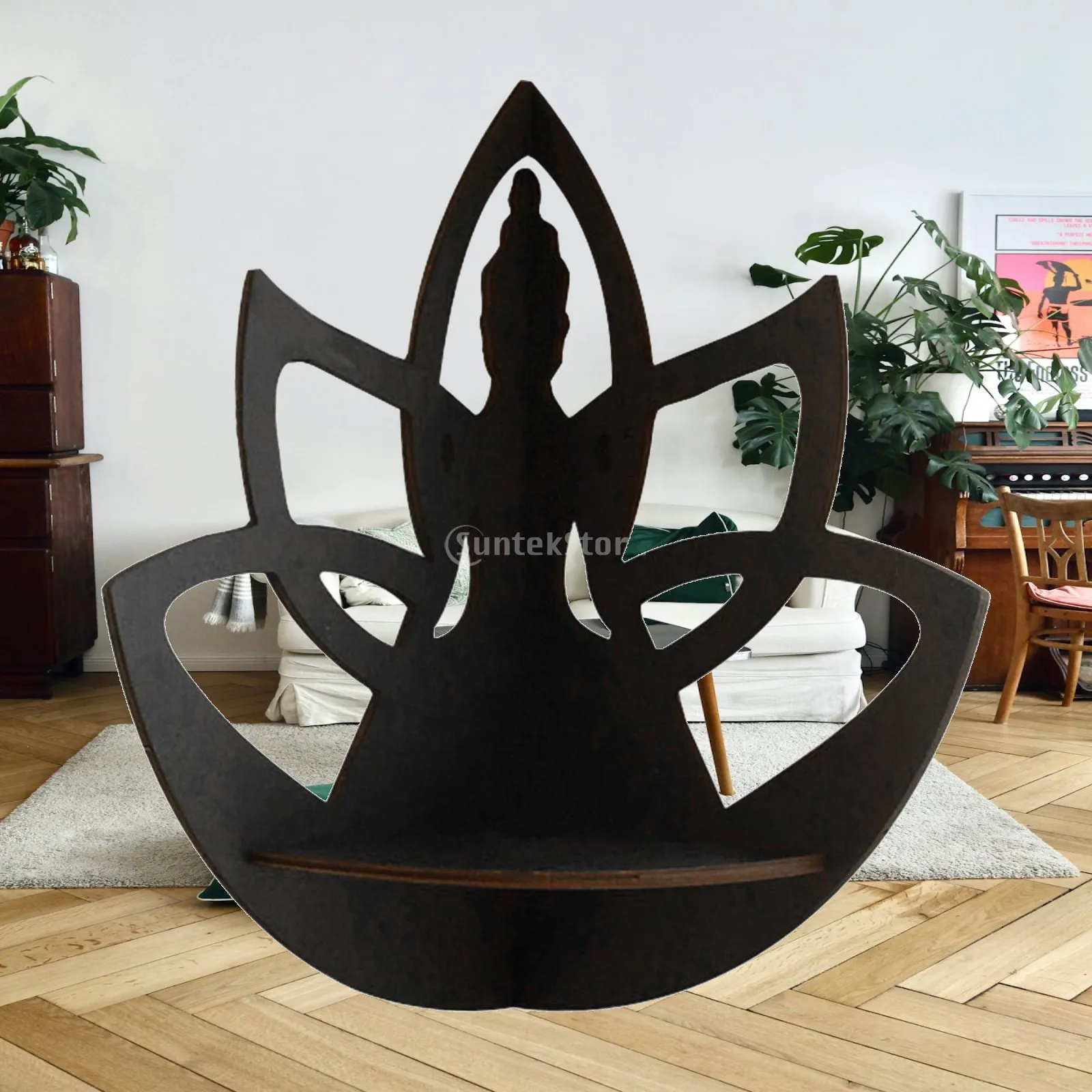 Lotus Shape Wooden Wall Floating Shelf Aesthetic Display Shelf Wall Decoration Storage Rack for Study Room Durable Stylish