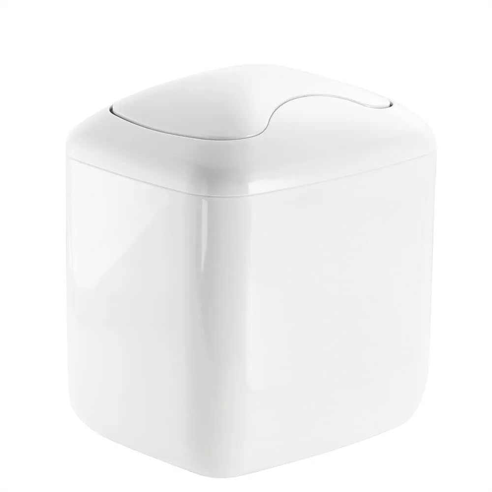 

Wastebasket Trash Can for Bathroom Vanity Countertops, White Small Garbage Bin