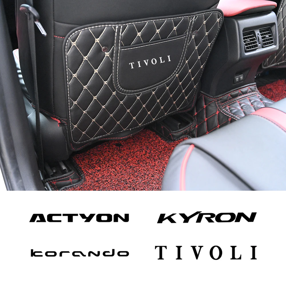 Car Seat Back Anti Kick Pad Leather Storage Bag For SsangYong ACTYON KORANDO KYRON MUSSO REXTON RHINQ TIVOLI XLV Car Accessories