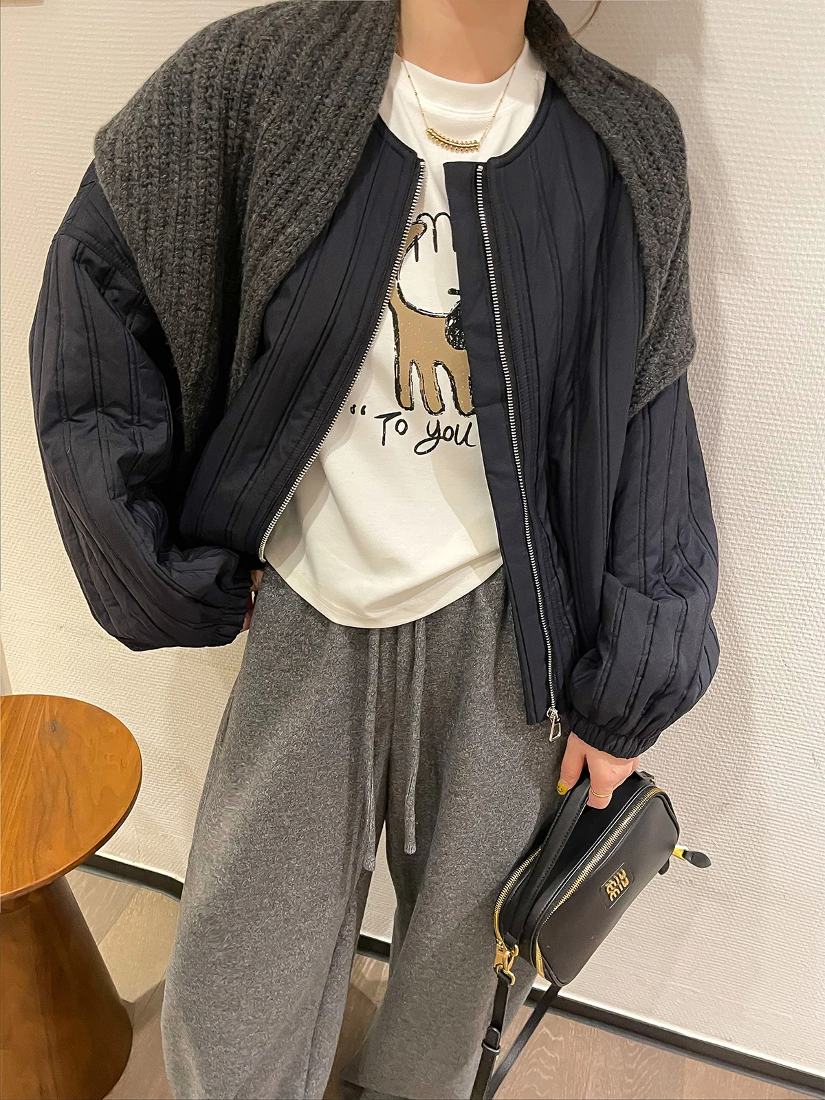 

Love Devil Fi Свободная повседневная круглая женская одежда Ne Jaet на осень-зиму, новая синяя верхняя одежда, удобный универсальный топ