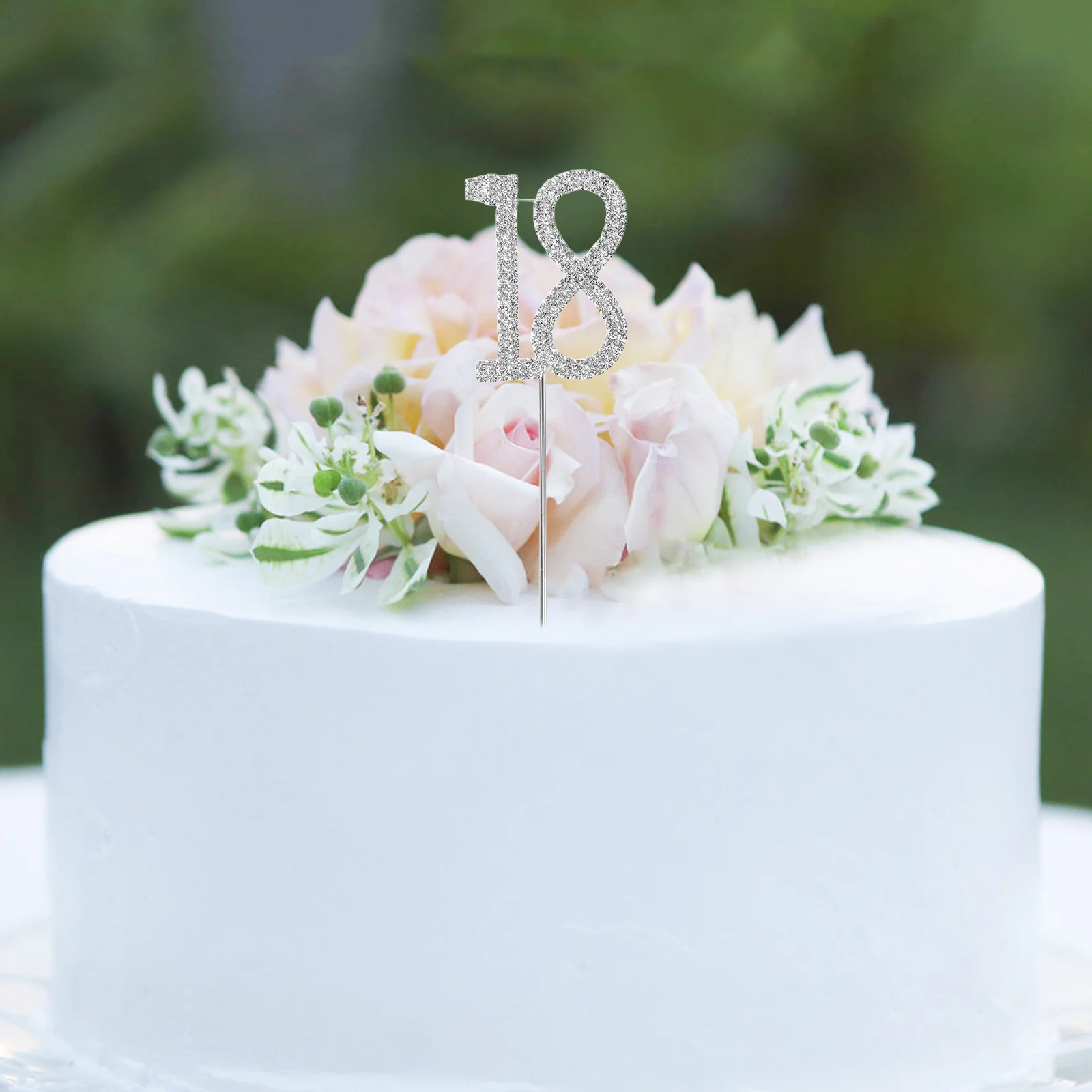 

Rhinestone Silver Alloy Cake Topper Dazzling Decoration Perfect for 18th Birthday Party Anniversary Banquet Celebration Birthday