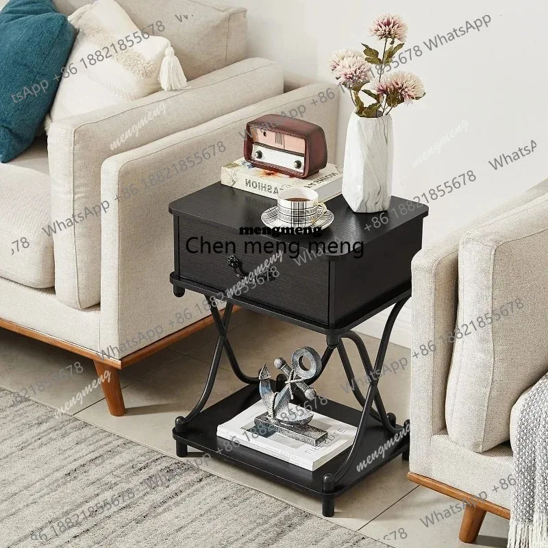 

Nightstands with Drawer for Bedroom Endtable Bedside Table with Storage Open Shelf for Living Room Black Modern Minimalist