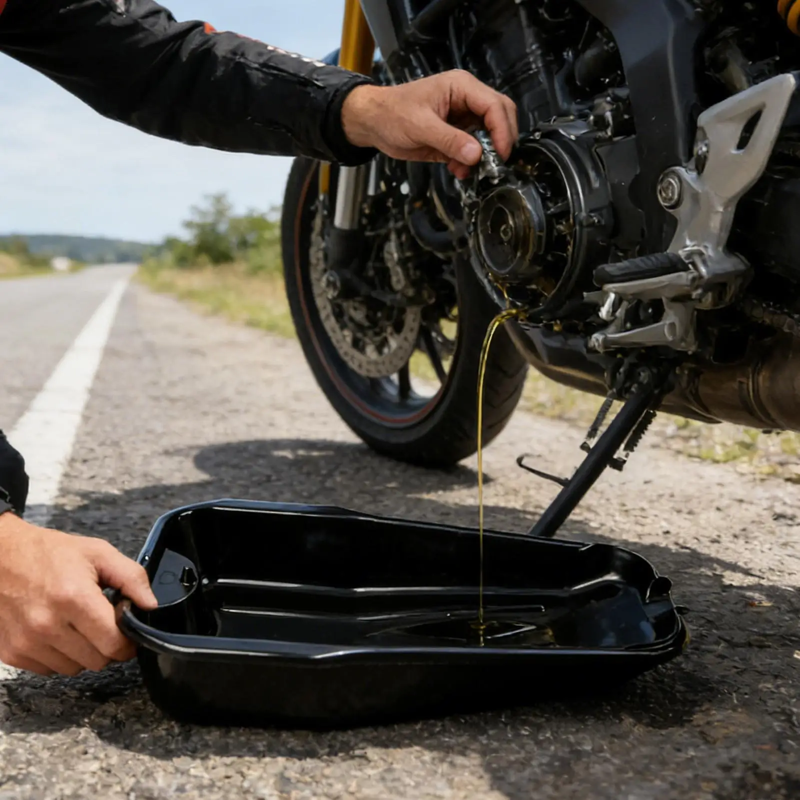 Oil Drain Container Wide Mouth Automobile Repair Oil Drain Pan Motorcycle Oil Drain Tray Collection Bucket for Garage Vehicle