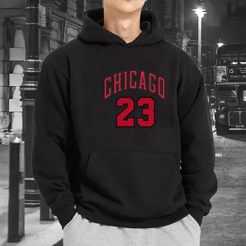 Teenagers CHICAGO 23 Print Hoodies Autumn Fleece Warm Top Casual Long Sleeve Sweatshirts Outdoor Sport Clothes