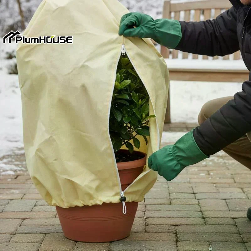 Non-Woven Winter Plant Cover With Zipper Drawstring Frost Protection Bag For Trees Shrubs Against Cold Snow Wind
