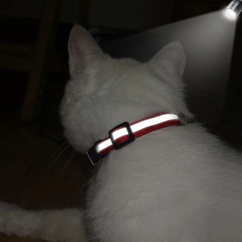 Reflective Cat Collar Engraved Safe Cats Kitten Collars with Bell Puppy Pet Necklace Accessories for Cat Small Dog Chihuahua