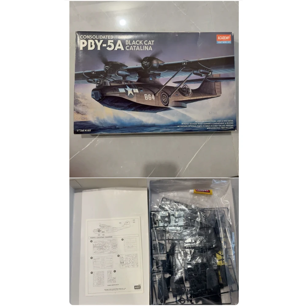 Academy 12487 1/72 Schaal PBY-5A Catalina Zwarte Kat Anti Onderzeeër Vliegtuig Hobby Ambachtelijke Speelgoed Plastic Modelbouwpakket