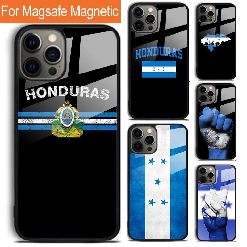 Honduras Flag Phone Case For iPhone 16 15 14 13 12 11 Pro Max Plus Magsafe Magnetic Wireless Charging Cover