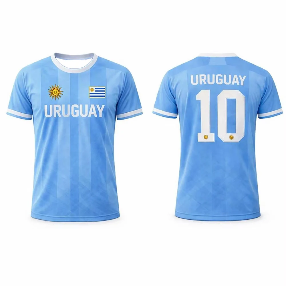 Uruguay Flag Print T-shirt 2026 Summer Soccer Training Uniform Men's And Women's Outdoor Breathable Quick-Drying Football Jersey