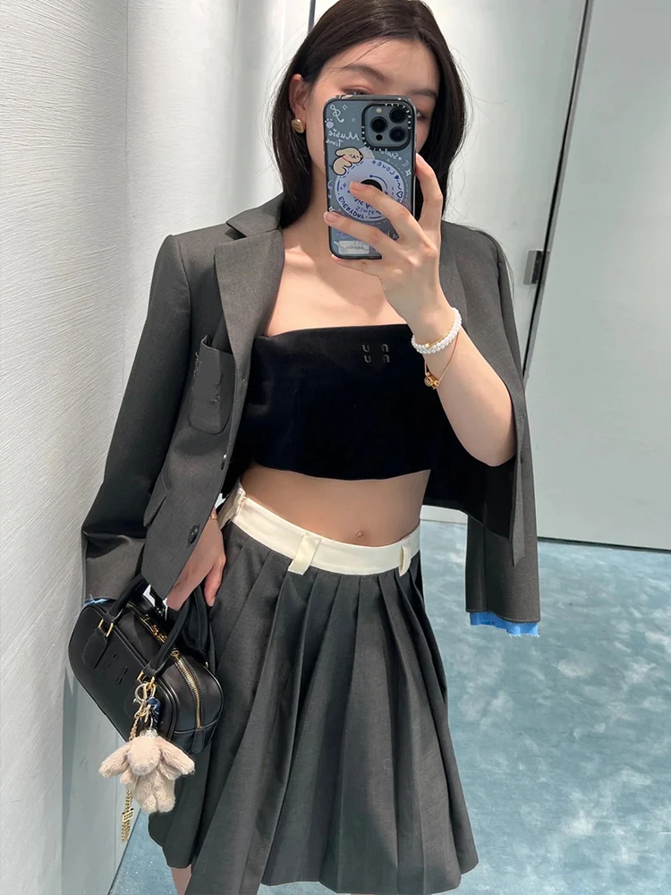 กระโปรงทรงเอเอวสูงจีบพลีท แฟชั่นผู้หญิง สีสันหลากหลาย กระโปรงอเนกประสงค์ สไตล์เรียบง่าย เหมาะสำหรับใส่ไปทำงาน ผลิตจากผ้าฝ้าย