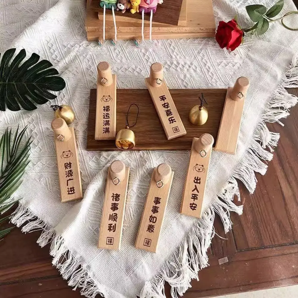 Wooden Door Bell Strong Adhesive Door Opening Shopkeepers Bell Japanese Style Delightful Sound Wind Chime for Business Garden