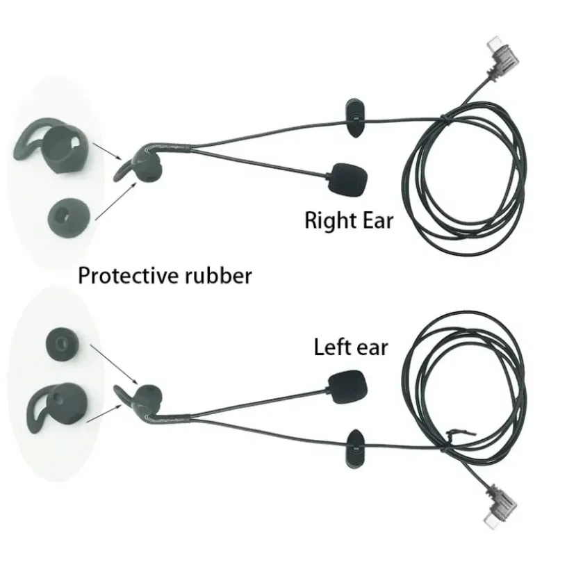 Bluetooth Intercom Type-C Interface left and right ears In-Ear Headphones For EJEAS V4 Plus/V6PRO+ Motorcycle Referee Helmet - Image 5